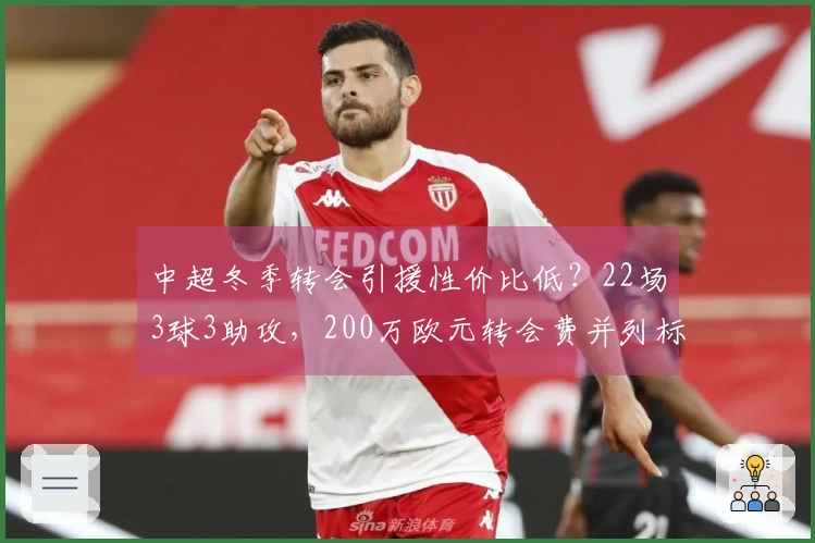 中超冬季转会引援性价比低?22场3球3助攻,200万欧元转会费并列标王